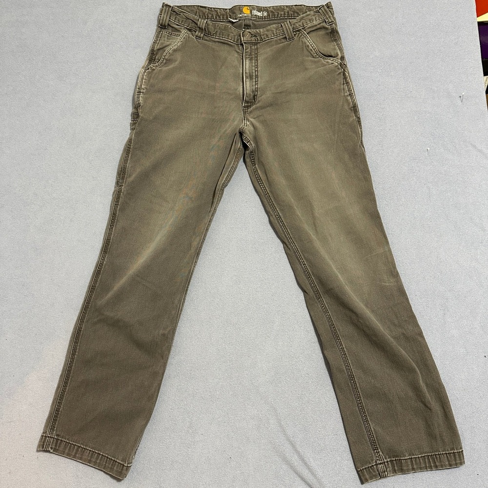 Carhartt Relaxed Fit‎ Work Pants Cotton Spandex Gray Men's Size W34 L32